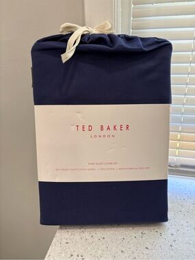 NEW Ted Baker Navy King Duvet Cover Set